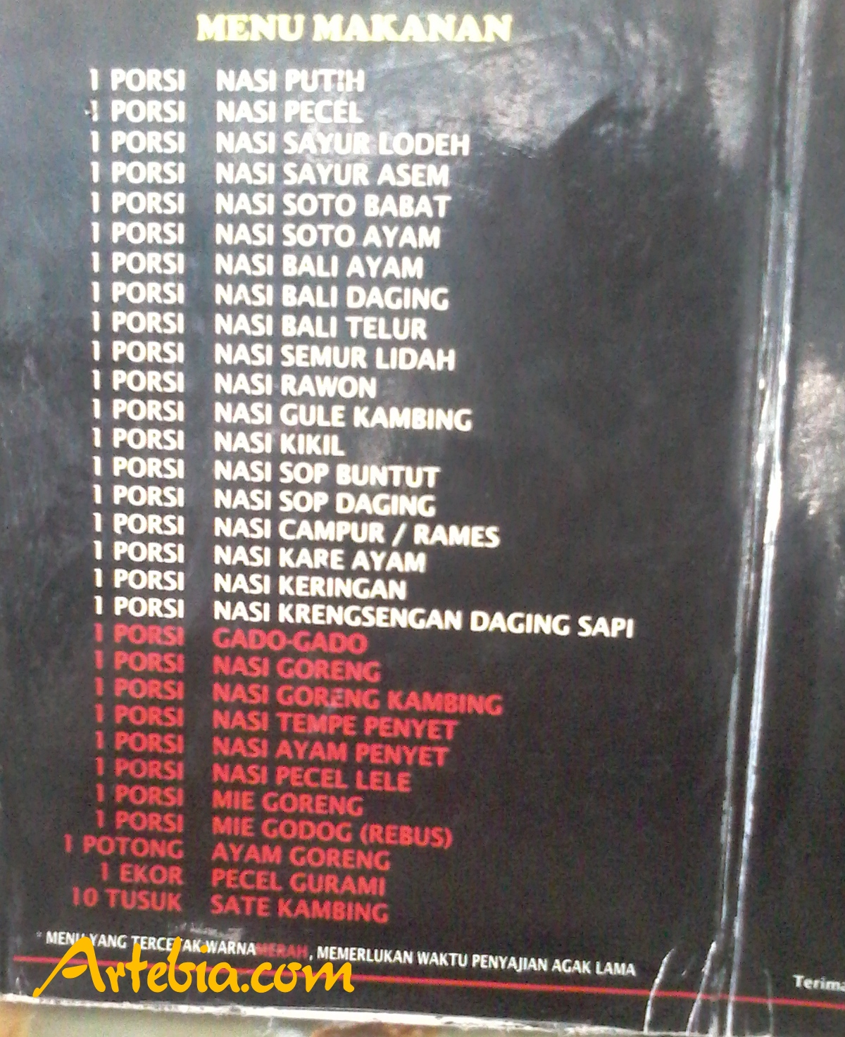 Menu Pojok II