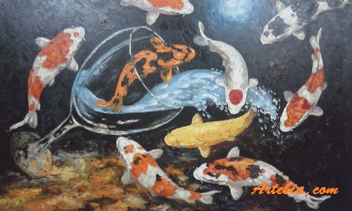 lukisan ikan koi karya fadzilah Surabaya